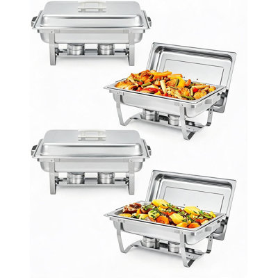Ensemble de 4 réchauds pour buffet, chauffe-plats pour fêtes