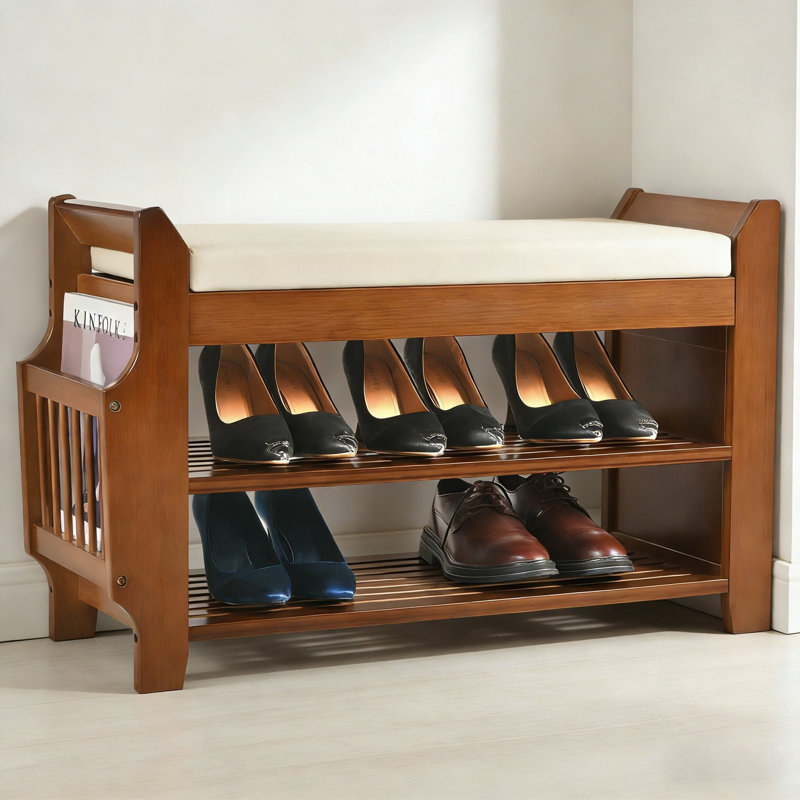 Banc de rangement pour hall d'entrée avec coussin