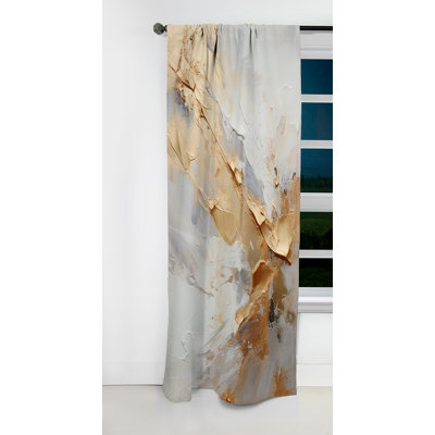 Beige And Gold Glacier Stone Simplicity III - Shapes Abstract Blackout Curtain - 1 Panels