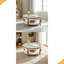 Table basse ronde en bois avec plateau en verre, table centrale circulaire en bois massif avec pieds incurvés et plateau en verre trempé amovible, table basse pour le salon, espace restreint, assemblage facile