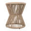 Table d'appoint d'extérieur, corde beige et finition en teck clair, hauteur 18,90 po, diamètre 16,14 po, design élégant en forme de sablier, résistant aux intempéries, pour patio, terrasse, jardin, balcon, style minimaliste moderne-1007508642-1007508640