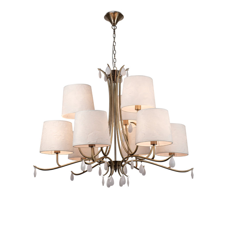 Orton 9 - Light Shaded LED Chandelier, Antique Brass