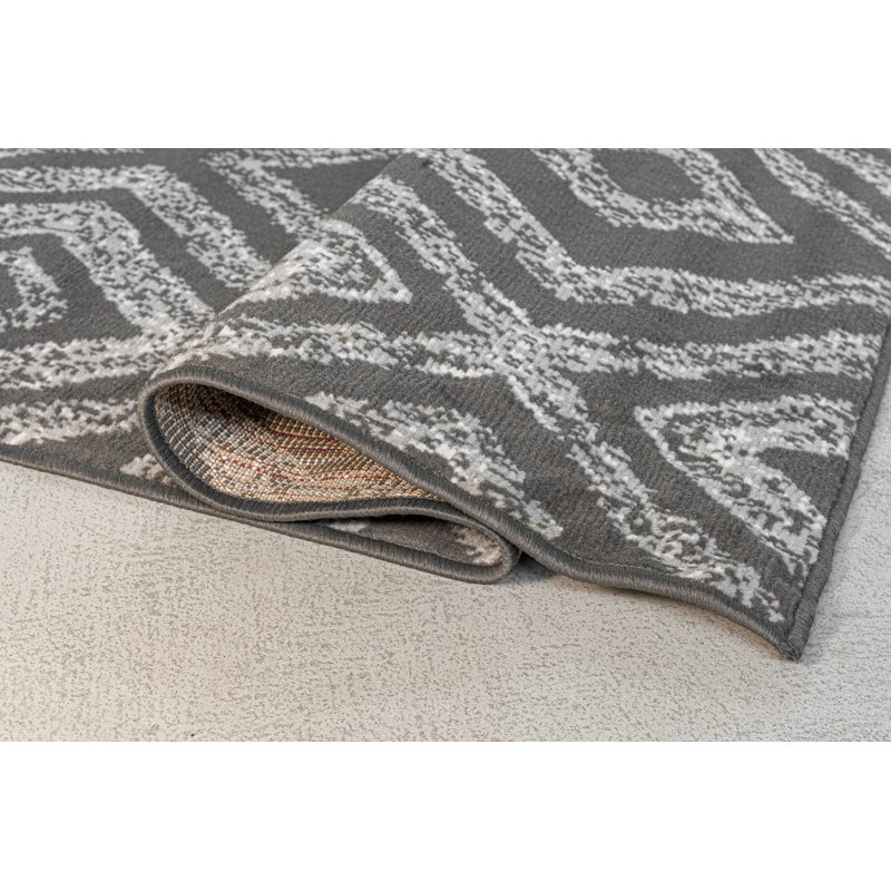 Tapis gris foncé Kemar, Rectangle 3 pi 6 po x 5 pi 6 po