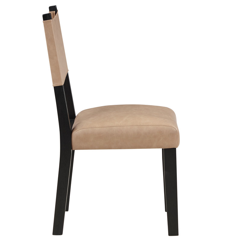 Chaise de salle à manger rembourrée Rickye, Tanné, Noir, noir, noir, noir