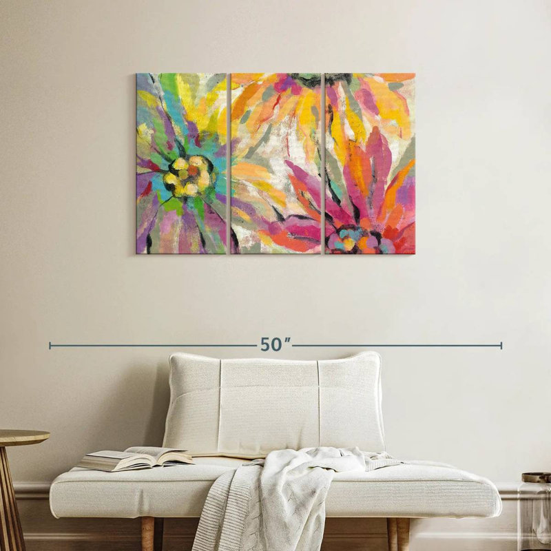Pétales abstraits I sur toile, ensemble de 3 pièces, H 24 po x l 38 po x P 1,25 po
