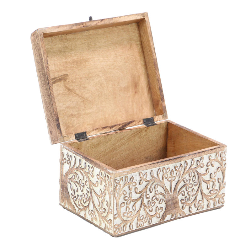 Ensemble de boîtes décoratives en bois de manguier avec couvercle à charnière Lemoore