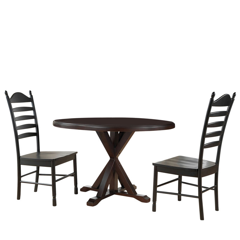 Monet X Base Dining Table With 2 Whitman Dining Chairs, Espresso, Espresso