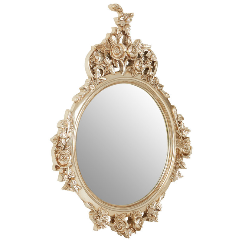 Feathers Flat Wall Mirror, Champagne