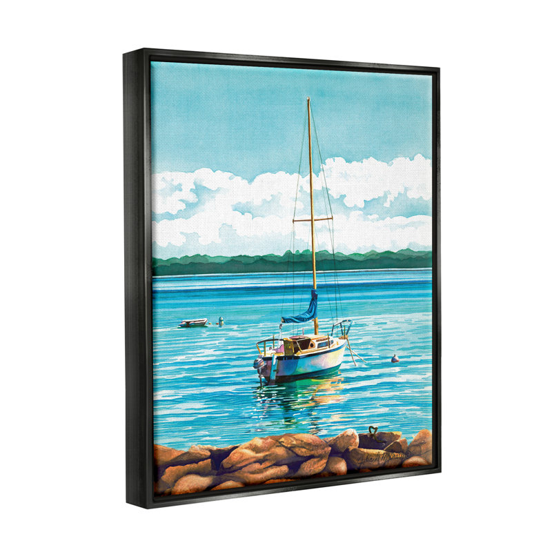 Conception d'art sur toile encadrée flottante par Breakwater Bay, H 21 po x l 17 po x P 1,7 po, Cadre flottant noir de jais