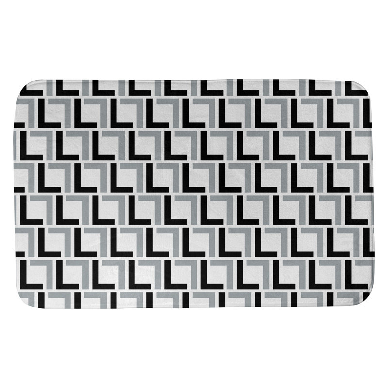 Tapis pour salle de bain Luxury, l 21 po x L 34 po, Blanc / Noir / Argent