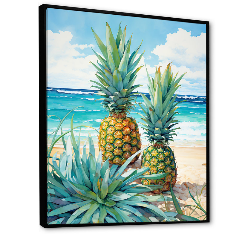 Juice Pineapple Bliss IV - ananas, reproduction sur toile, H 20 po x l 12 po, Cadre flottant noir