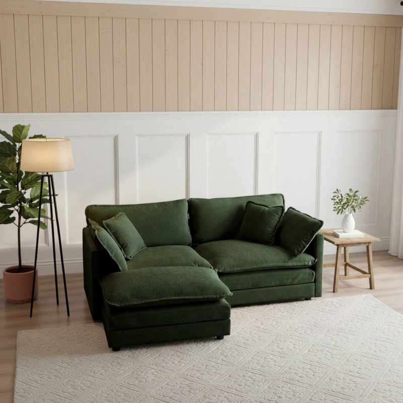 Canapé moderne en tissu pour causeuse pour le salon, canapé profond rembourré de grande taille avec coussins, chenille, Vert