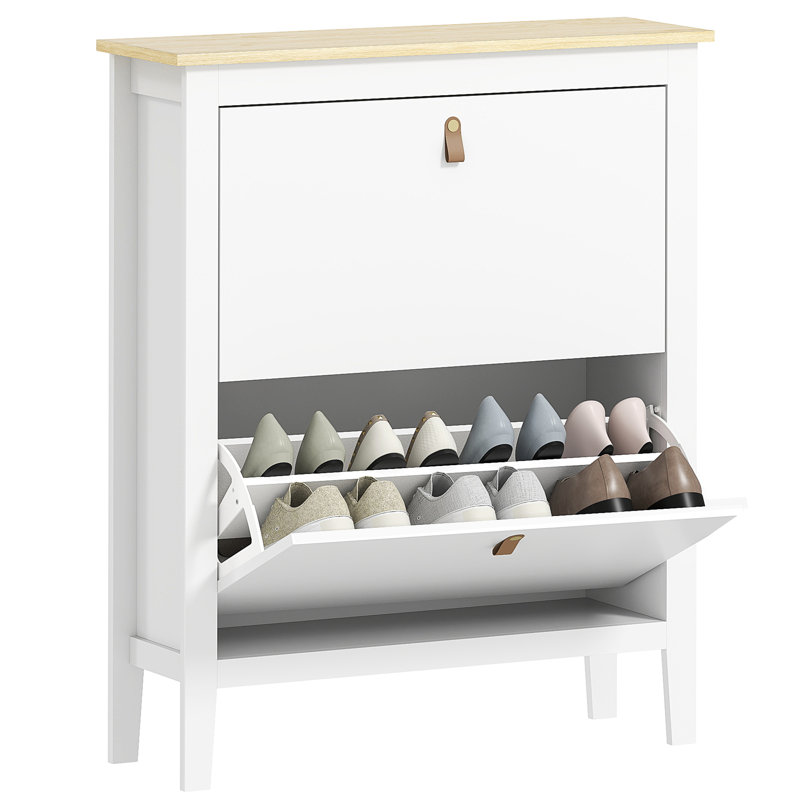 14 Pair Shoe Storage Cabinet, White