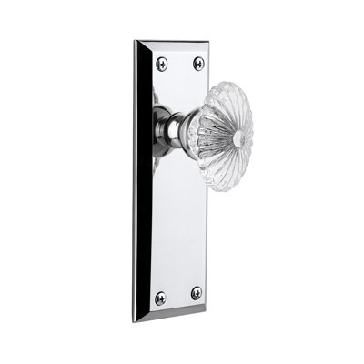 Grandeur Fifth Avenue Plate Privacy with Burgundy Crystal Door Knob