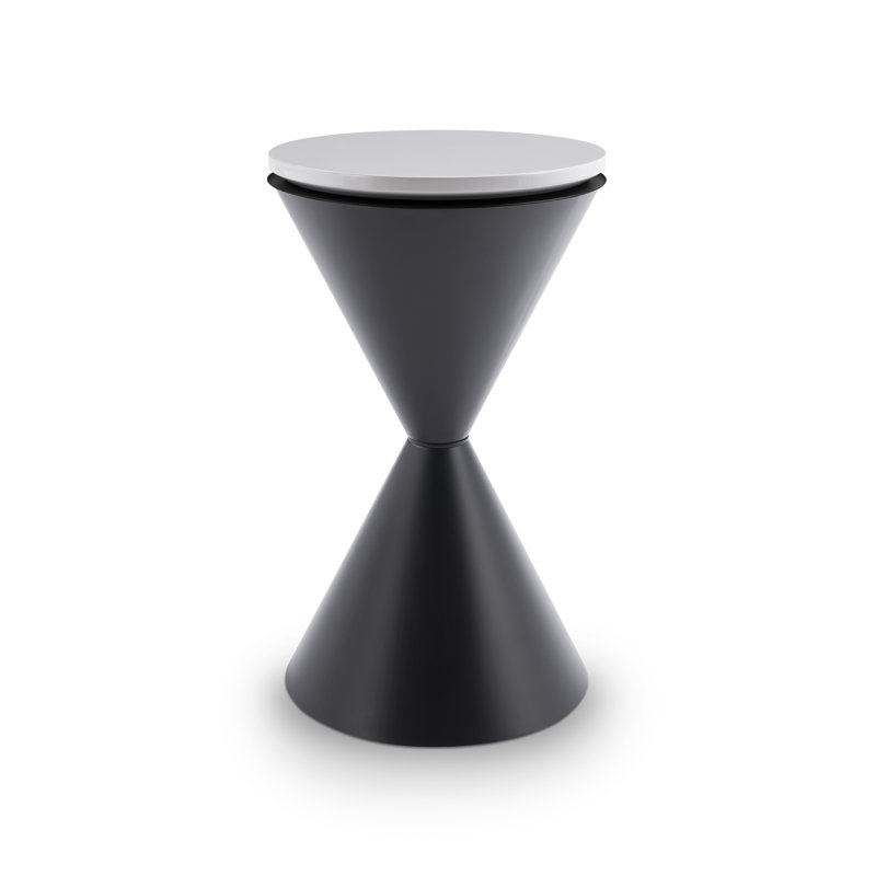 Belynda Pedestal End Table, White, Black