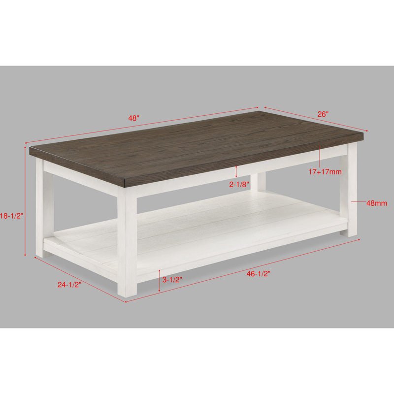 Table en bois 3 pièces avec tablette ouverte au design, brun blanc, solide et tablette de salon, finition blanche