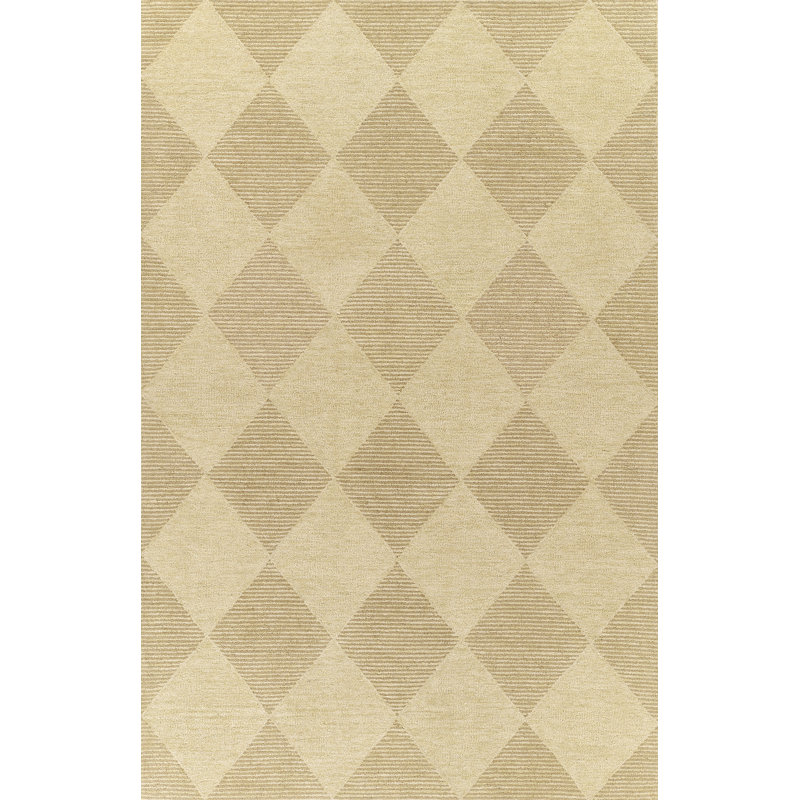 Tapis Patia en laine beige géométrique tufté à la main, 152 x 244 cm, 5 pi x 8 pi