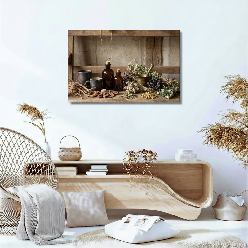 Ensemble de 1 tableau sur toile représentant une nature morte à base de plantes, H 28 po x l 40 po, Toile tendue