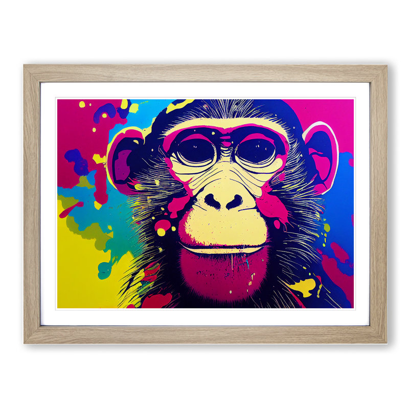 Monkey Splash Vol.2 Abstract - Framed Print, 34cm H x 46cm W x 2cm D, Oak Framed