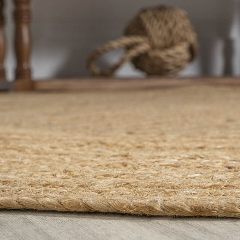 Adwin Boho Jute Circle Natural Rug, Round 4'1"