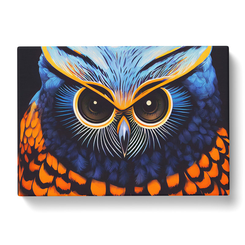 Arty Owl - Wrapped Canvas, 35cm H x 50cm W x 3cm D
