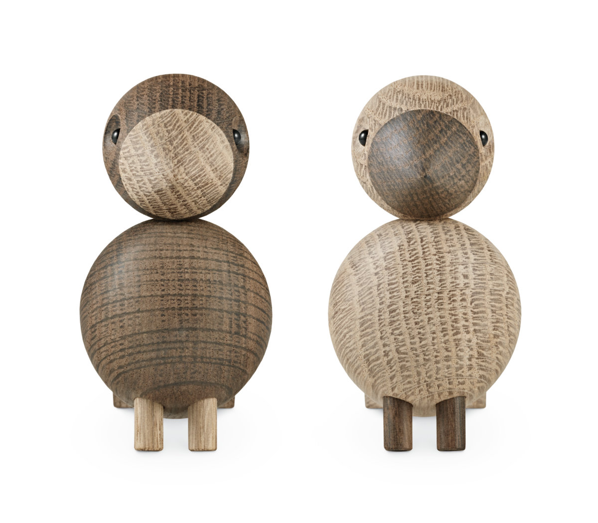 Kay Bojesen Songbird, Oak/Smoked Oak, 3.5" H x 3.7" W x 2" D, 2