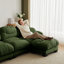 Canapé modulaire confortable à 3 places en tissu de chenille plissé avec siège ergonomique en mousse haute densité, canapé modulaire en forme de U avec 2 repose-pieds, accoudoirs arrondis arrondis et 2 coussins décoratifs ronds, vert-781818957