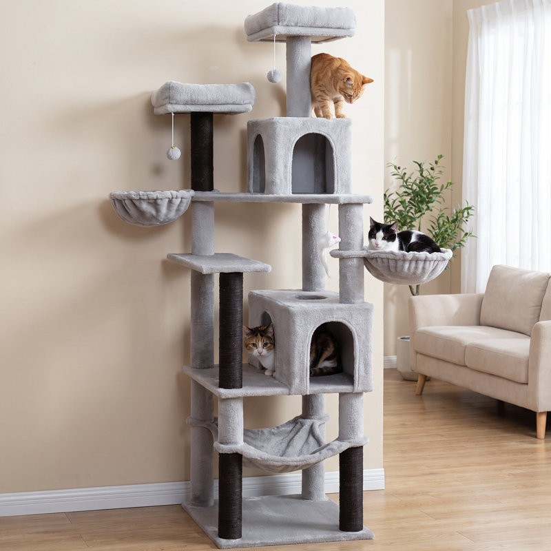 AMHANCIBLE Tour pour arbre à chat 70 pouces, Grey+Black