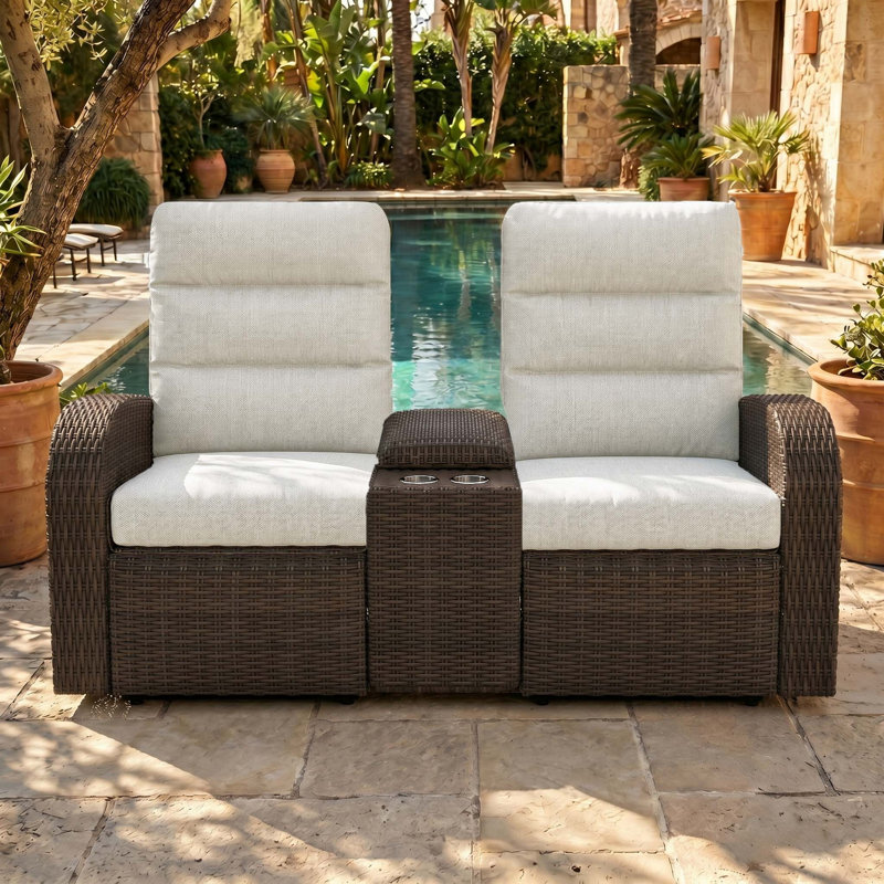Outdoor Lounge Chair, Beige, Brown