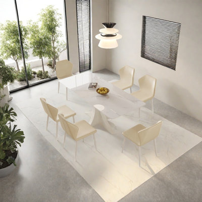 Ensemble de table de salle à manger en acier au carbone blanc fritté