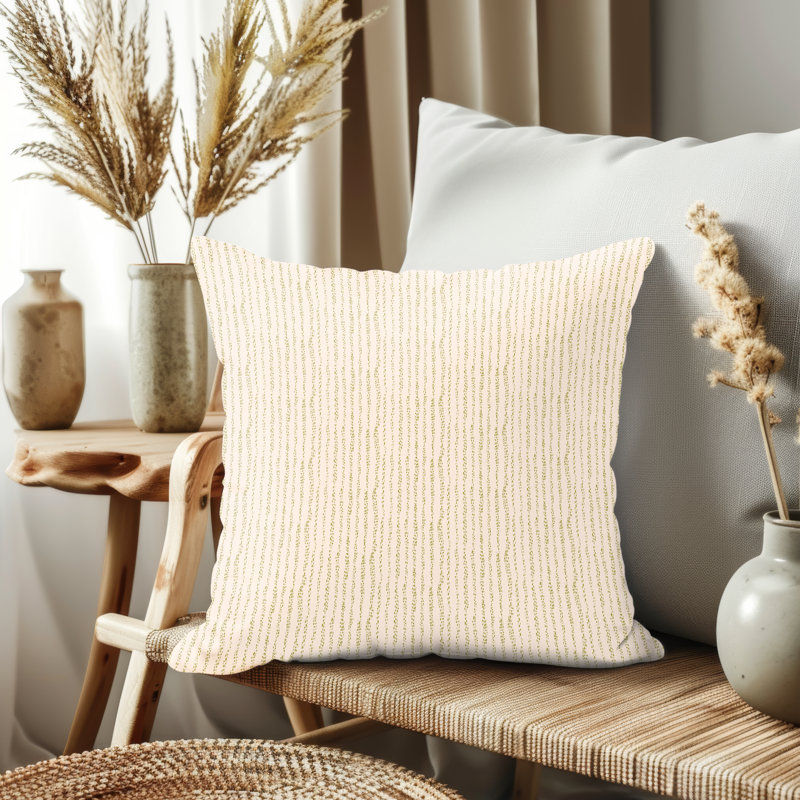 Housse de coussin, Rayé crème, H 19,5 po x l 19,5 po