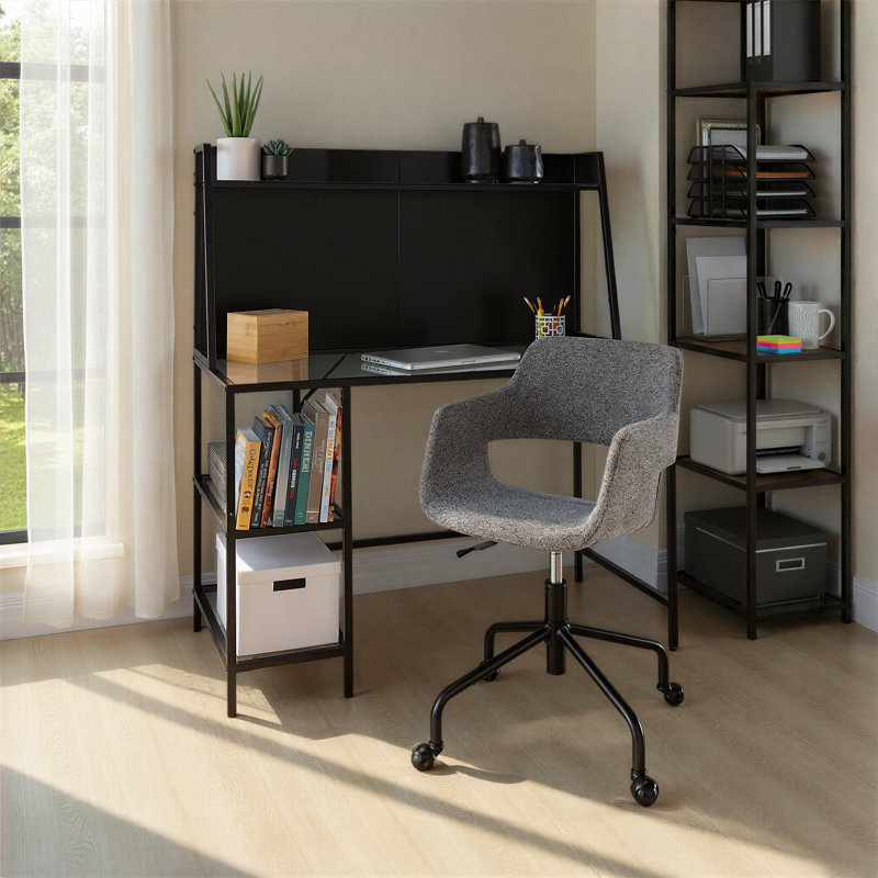 Bureau à niveaux Avenell, Noir, Clair
