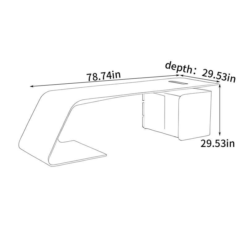 Bureau d'ordinateur, H 29,53 po x l 78,74 po x P 29,53 po