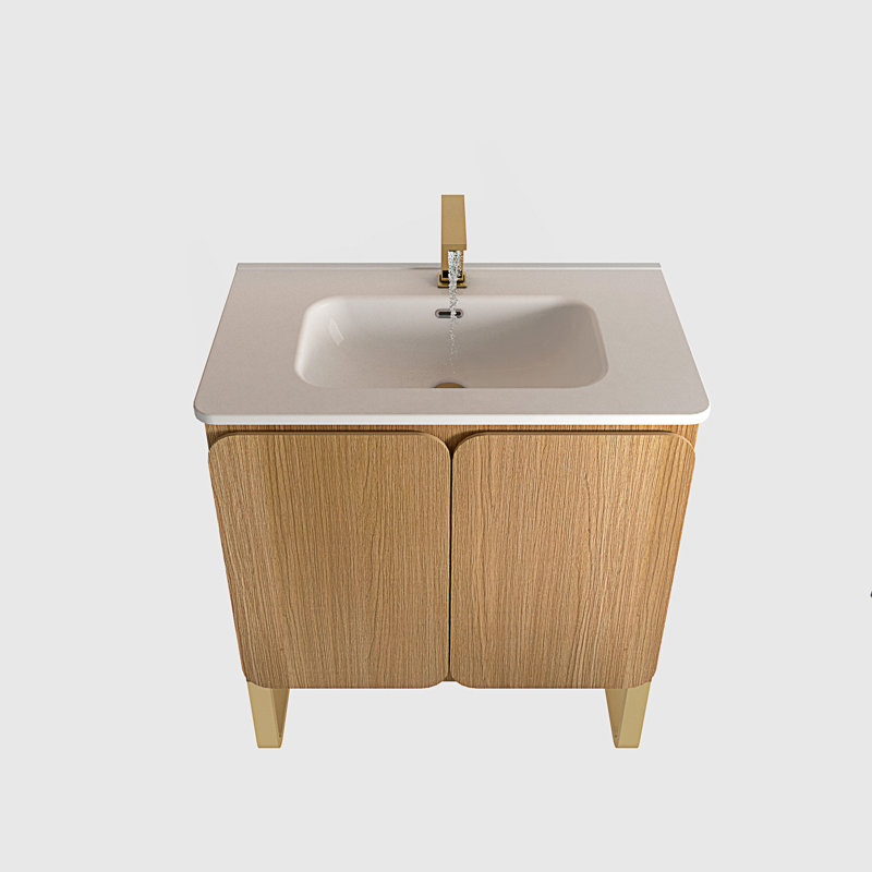 Meuble-lavabo moderne avec lavabo en céramique et support en métal
