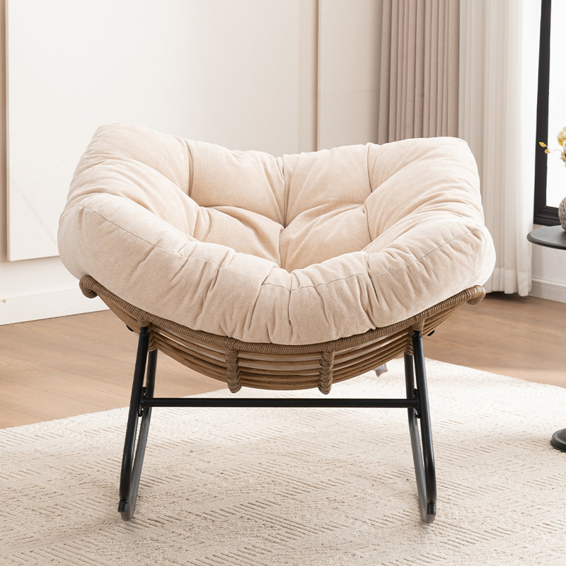 Chaise d'appoint berçante rembourrée Chenille, Beige clair