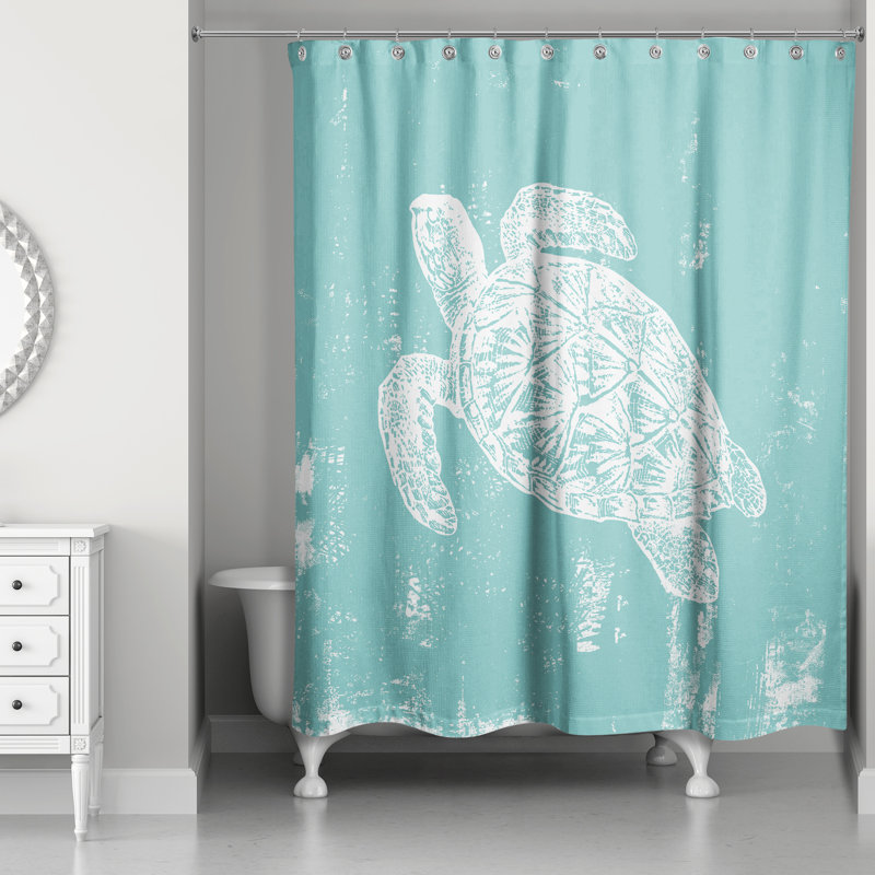 Rideau de douche simple Korsen, Bleu sarcelle