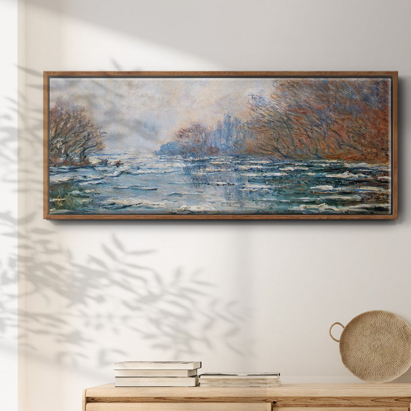 Rivière dégel près de Vetheuil, 1880, reproduction d'art sur toile, H 24 po x l 60 po x P 1,5 po, Noyer