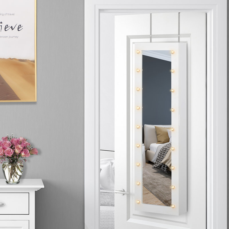 Armoire à bijoux avec miroir Daneika, Blanc