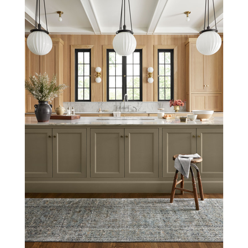 Tapis océan / doré Jean Stoffer x Loloi Katherine, Tapis de couloir 2 pi 7 po x 8 pi
