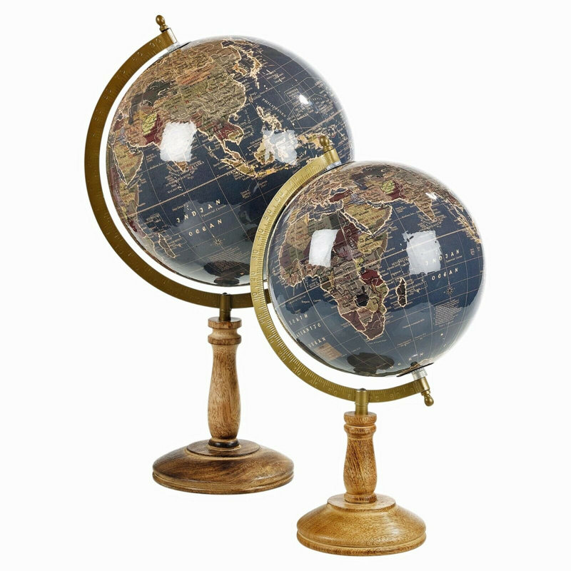 Wood Tabletop Globe, Slate Grey