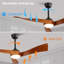 52 Inch Ceiling Fan With Dimmable 3 Color Led Light 3 Solid Wood Blades Remote Control Reversible DC Motor Matte Black For Home-252058703-252058702