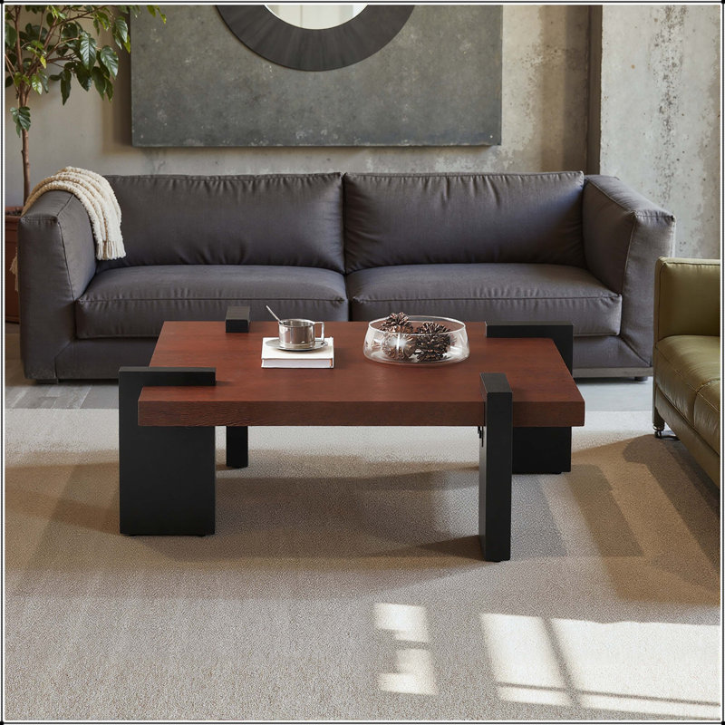 Walnut-Colored MDF Coffee Table - Minimalist with Felt Pads