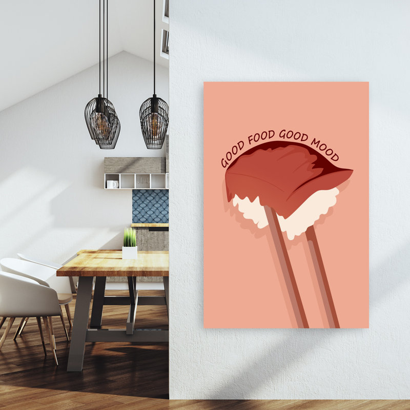 Good Food Good Mood Minimalist Wall Art Print 1 Piece Wrapped Canvas Wall Art, 152.4cm H x 101.6cm W