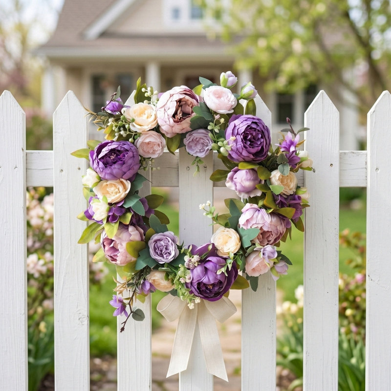 Couronne de pivoines 18 po, Mauve clair