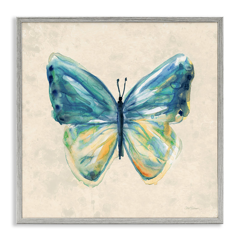 «Bright Watercolor Butterfly», giclée encadrée par Carol Robinson, H 12 po x l 12 po, Estampe numérique Farmhouse