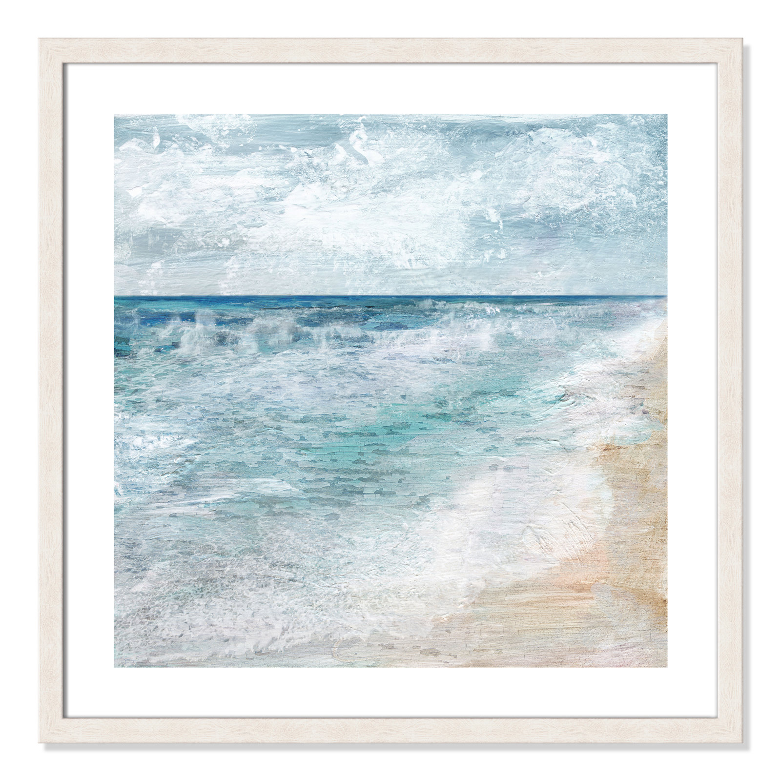 Basel "Shore Walk" Print, 28" H x 28" W x 1.13" D, White Woodgrain
