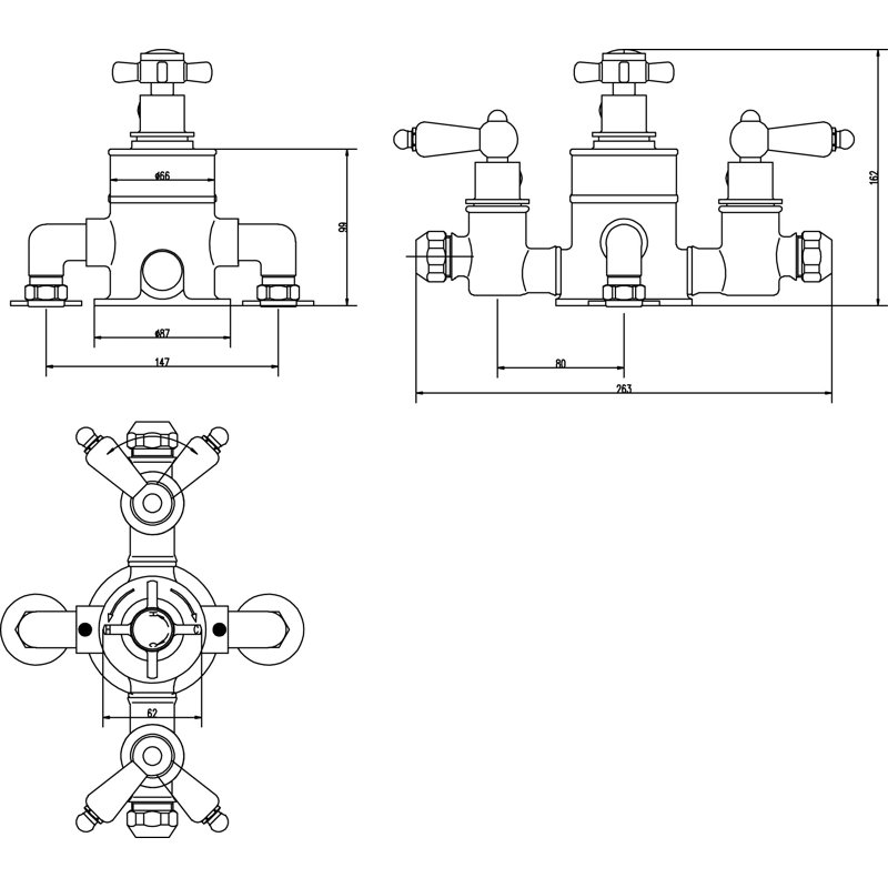 Eye Triple Exposed Thermostatic Shower Valve