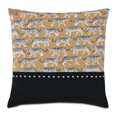 Prowling Appliqued Outdoor Reversible Throw Pillow