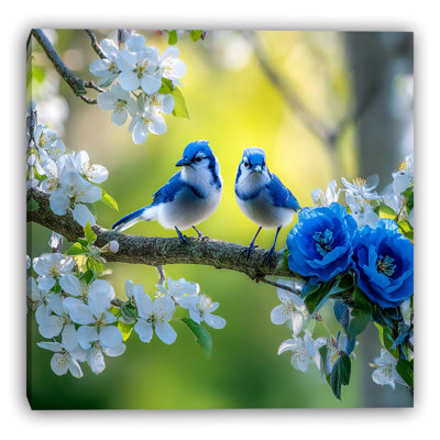 Bluebird Branch Art II Wrapped Canvas Wall Art