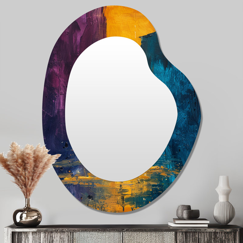 Wandering In The Abyss - miroir décoratif de forme unique femme, grand miroir mural asymétrique moderne, impression d'art en métal